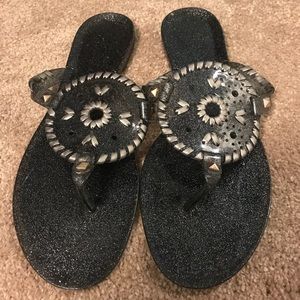Jack Rogers silver sparkle gelly  sandals